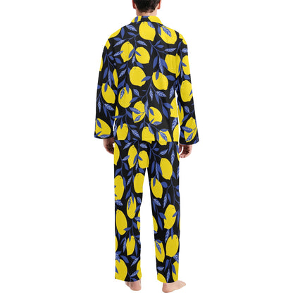 Lemon Pattern Print Design LM01 Men's Long Sleeve Pajama Set