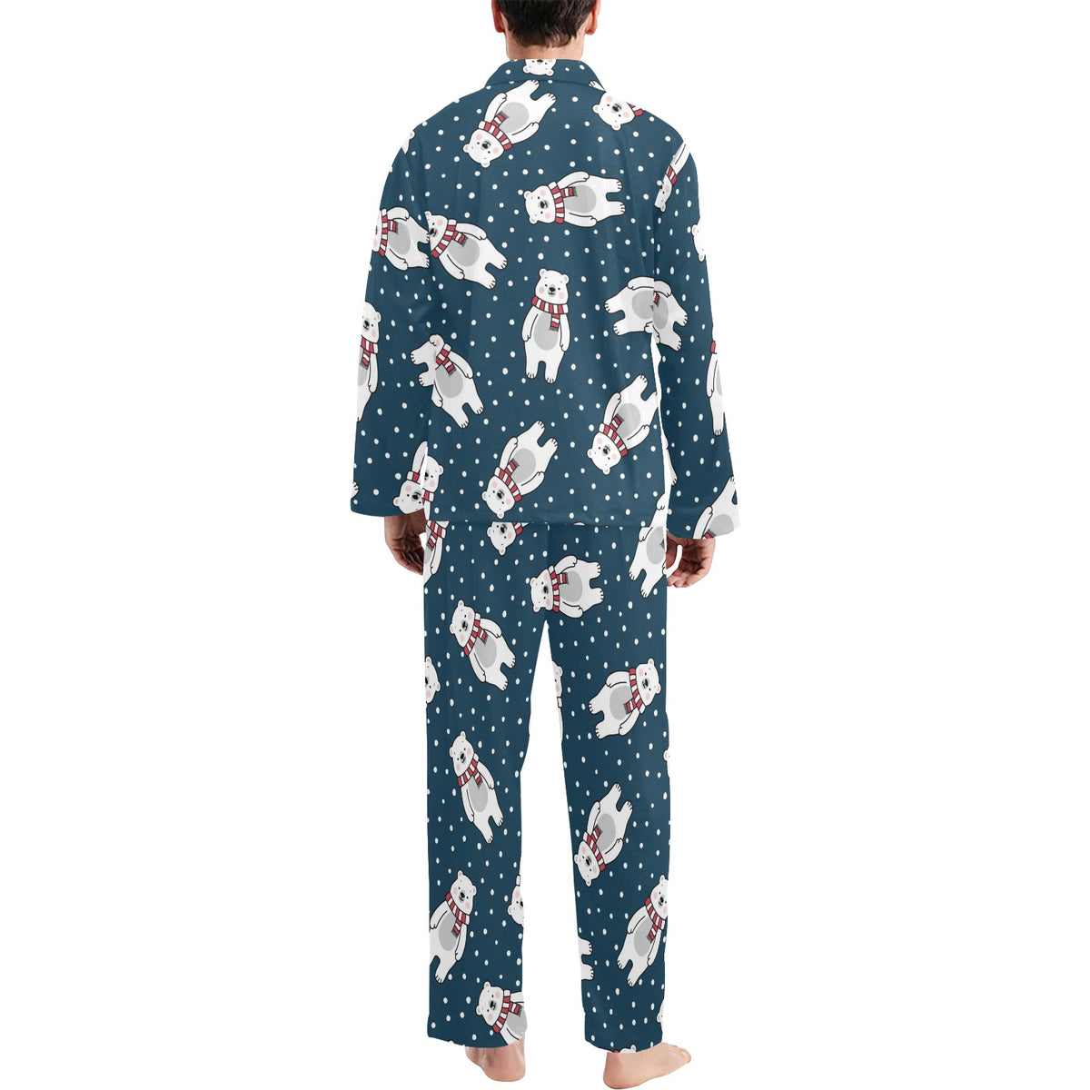 Polar Bear Pattern Print Design PB05 Men's Long Sleeve Pajama Set