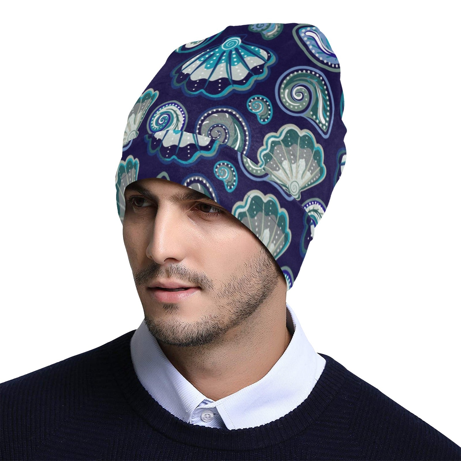 Beach Seashell Blue Print Unisex Beanie