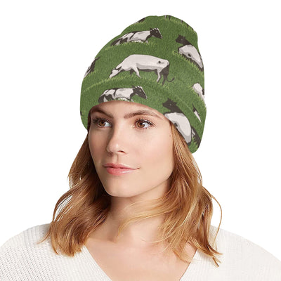 Cow on Grass Print Pattern Unisex Beanie