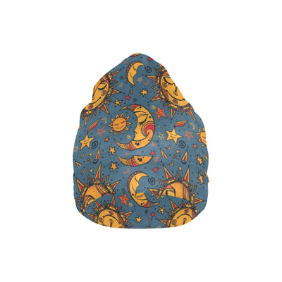 Celestial Moon Sun Pattern Print Design 02 Unisex Beanie