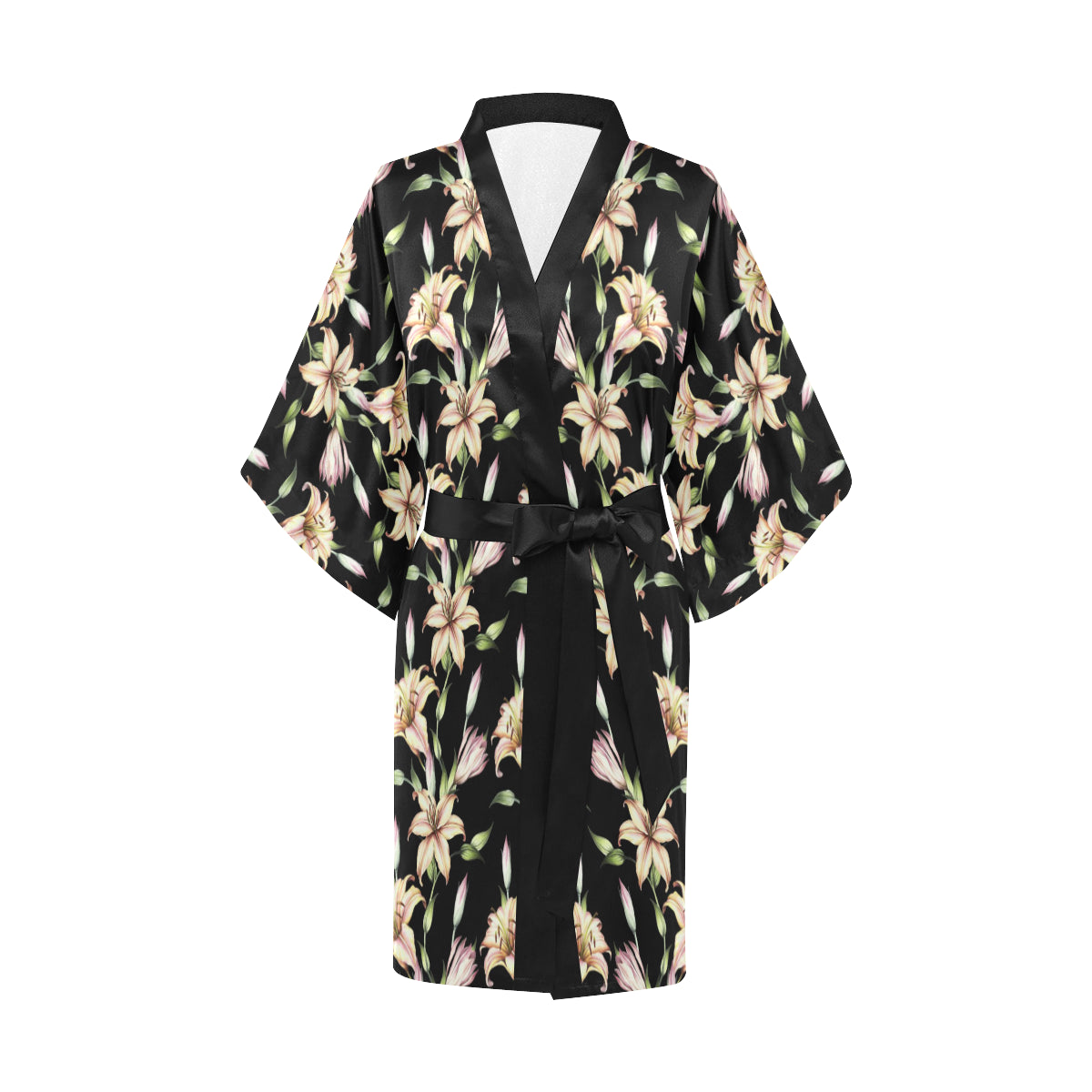 Lily Pattern Print Design LY05 Women's Short Kimono