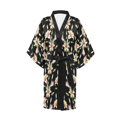 Lily Pattern Print Design LY05 Women's Short Kimono