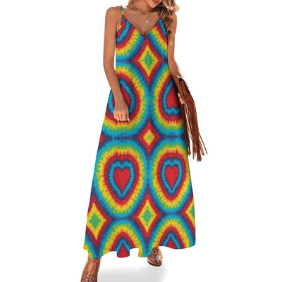 Tie Dye Heart shape Long Maxi Dress