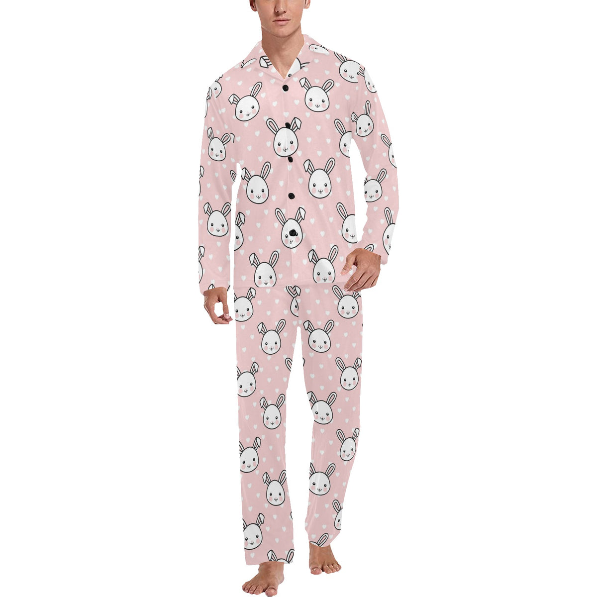 Rabbit Pattern Print Design RB02 Men's Long Sleeve Pajama Set