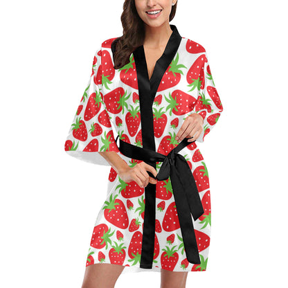 Strawberry Pattern Print Design SB01 Women's Short Kimono