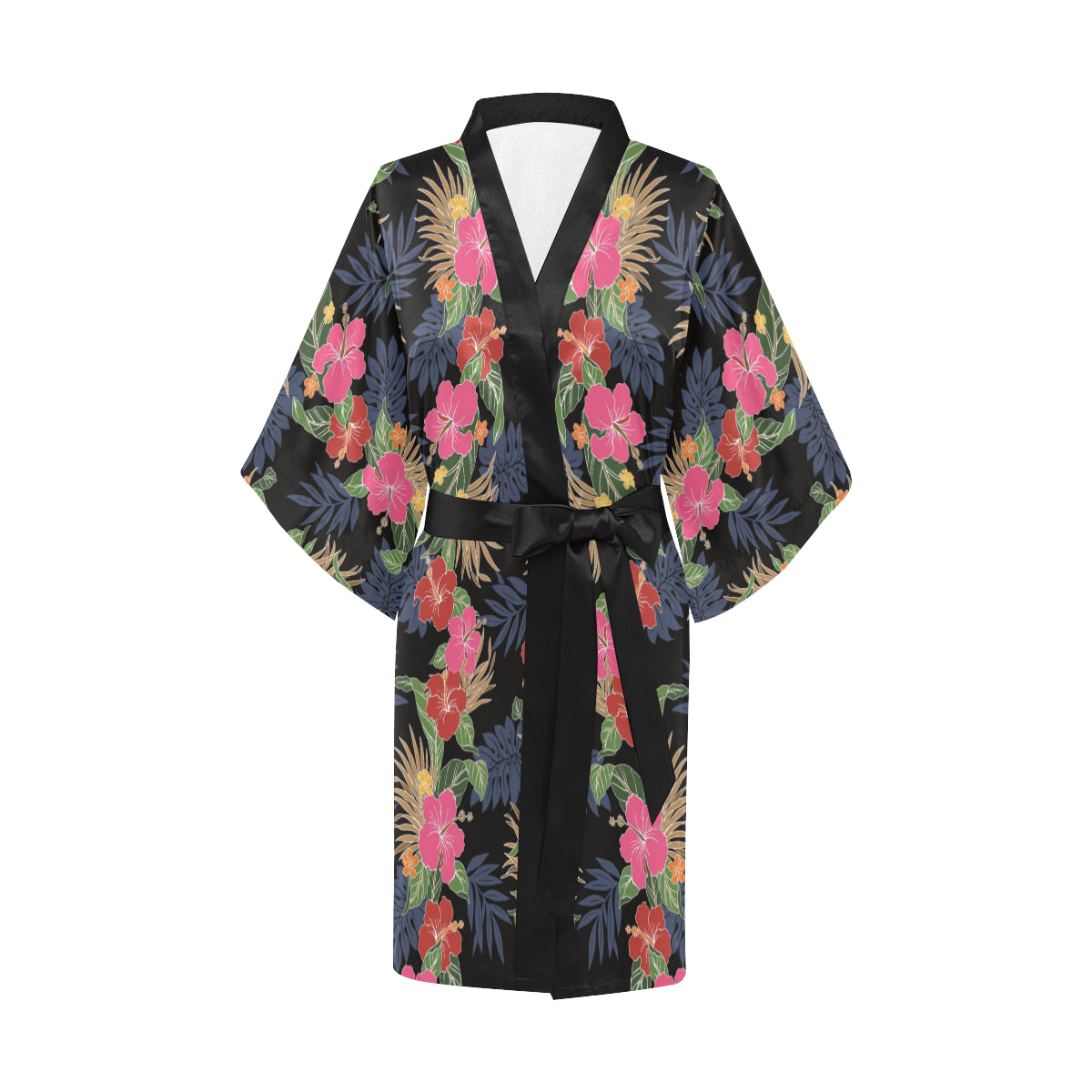 Hawaiian Themed Pattern Print Design H011 Women's Short Kimono