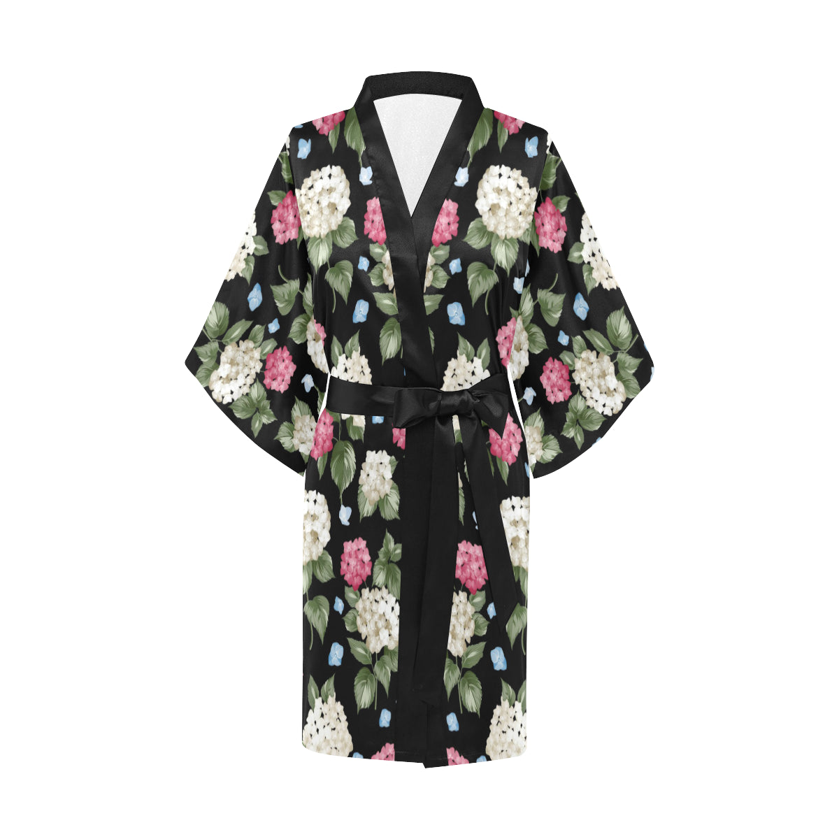 Hydrangea Pattern Print Design HD09 Women's Short Kimono