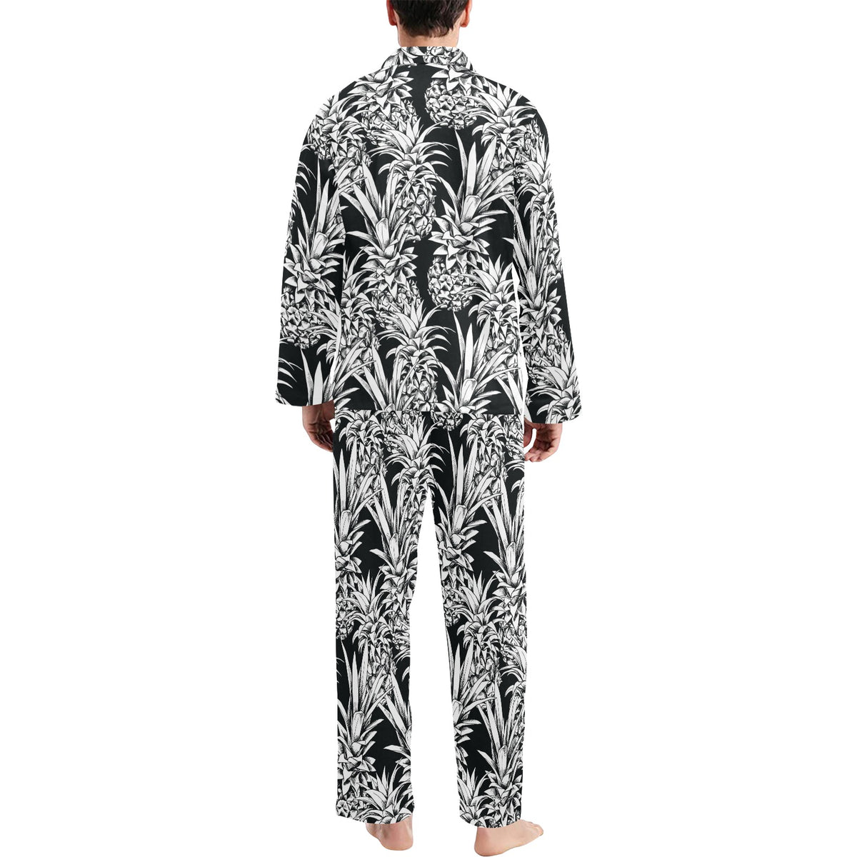 Pineapple Pattern Print Design PP08 Men's Long Sleeve Pajama Set