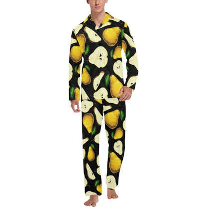 Pear Pattern Print Design PE01 Men's Long Sleeve Pajama Set