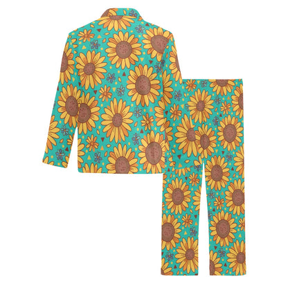 Sunflower Pattern Print Design SF013 Men's Long Sleeve Pajama Set