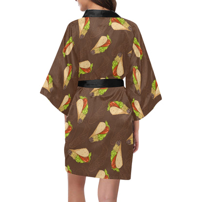 Taco Pattern Print Design TC08 Women's Short Kimono