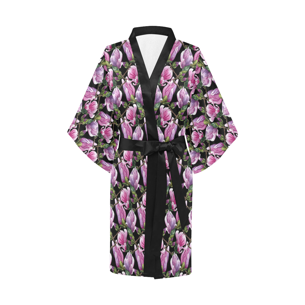 Magnolia Pattern Print Design MAG011 Women's Short Kimono