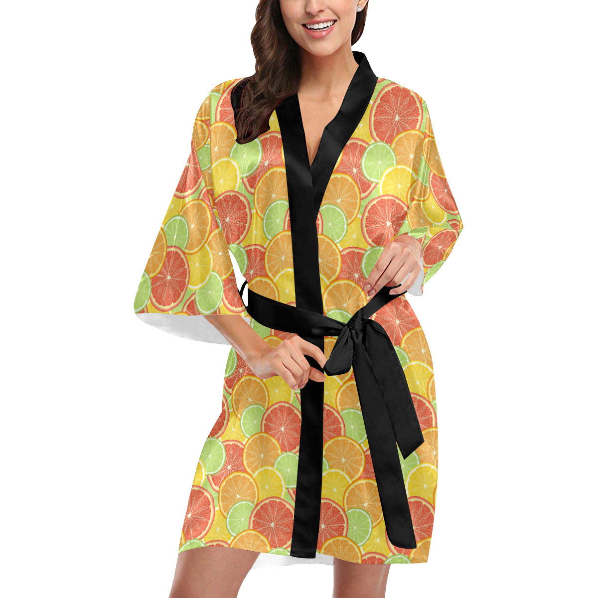 Grapefruit Pattern Print Design GF01 Women's Short Kimono