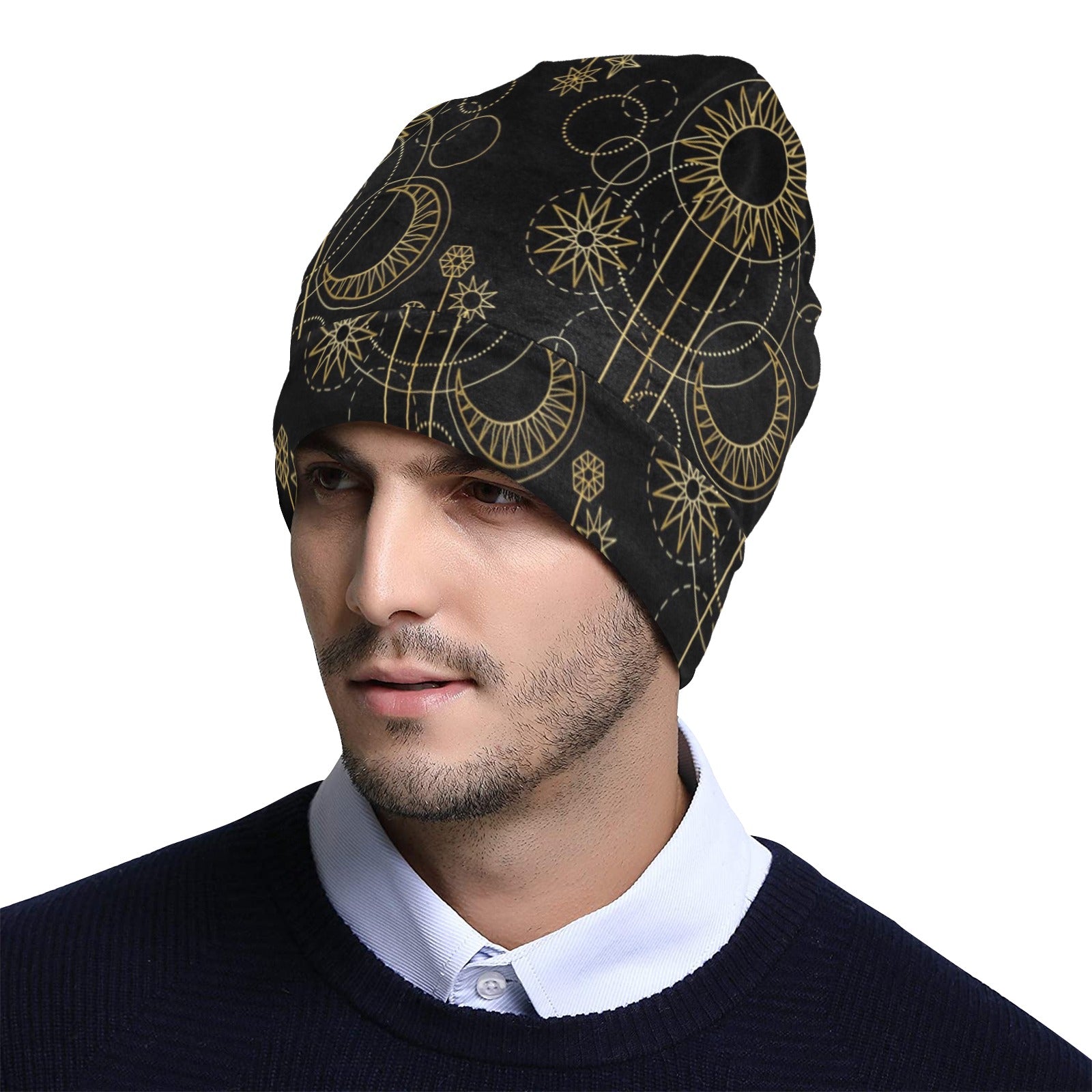 Moon Boho Style Pattern Print Design 01 Unisex Beanie