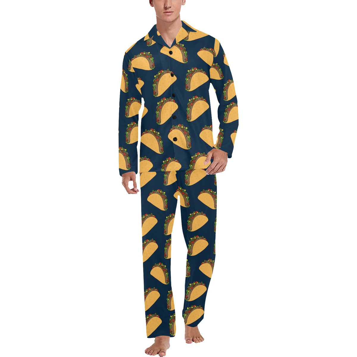Taco Pattern Print Design TC04 Men's Long Sleeve Pajama Set