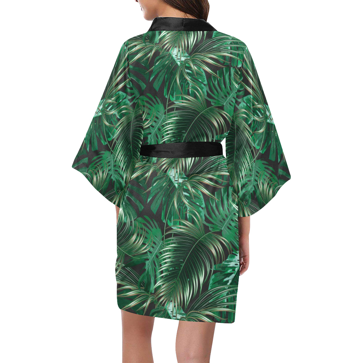 Tropical Flower Pattern Print Design TF012 Women's Short Kimono