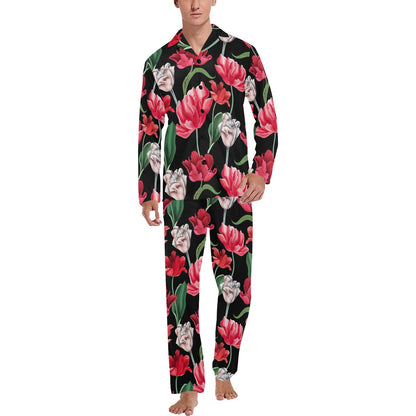 Tulip Pattern Print Design TP08 Men's Long Sleeve Pajama Set
