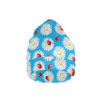 Ladybug with Daisy Themed Print Pattern Unisex Beanie