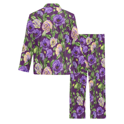 Lisianthus Pattern Print Design LT03 Men's Long Sleeve Pajama Set