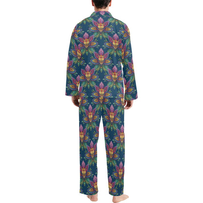 lotus Boho Pattern Print Design LO04 Men's Long Sleeve Pajama Set