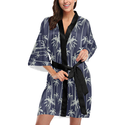 Palm Tree Pattern Print Design PT06 Women's Short Kimono