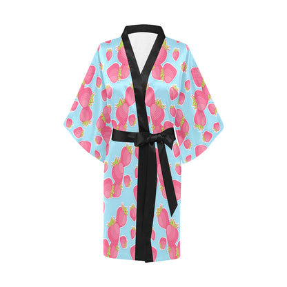 Strawberry Pattern Print Design SB04 Women's Short Kimono