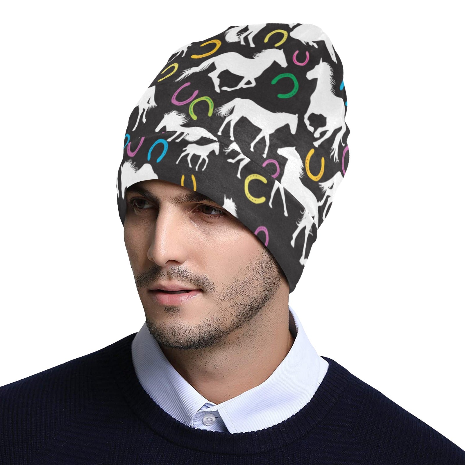 Horse Hoof Colorful Print Design LKS301 Unisex Beanie