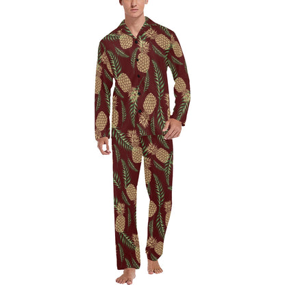 Pineapple Pattern Print Design PP013 Men's Long Sleeve Pajama Set