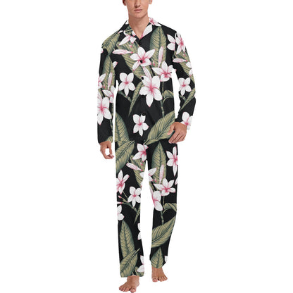 Plumeria Pattern Print Design PM021 Men's Long Sleeve Pajama Set