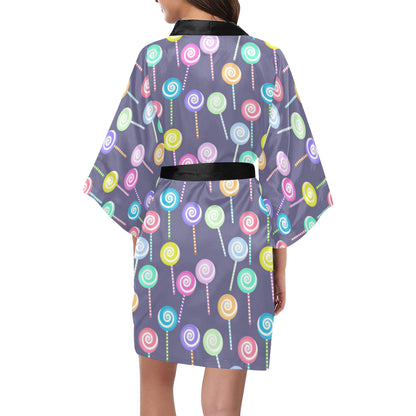 Lollipop Pattern Print Design LL03 Women's Short Kimono