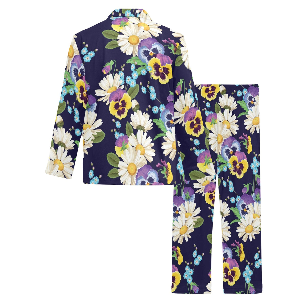 Pansy Pattern Print Design PS03 Men's Long Sleeve Pajama Set