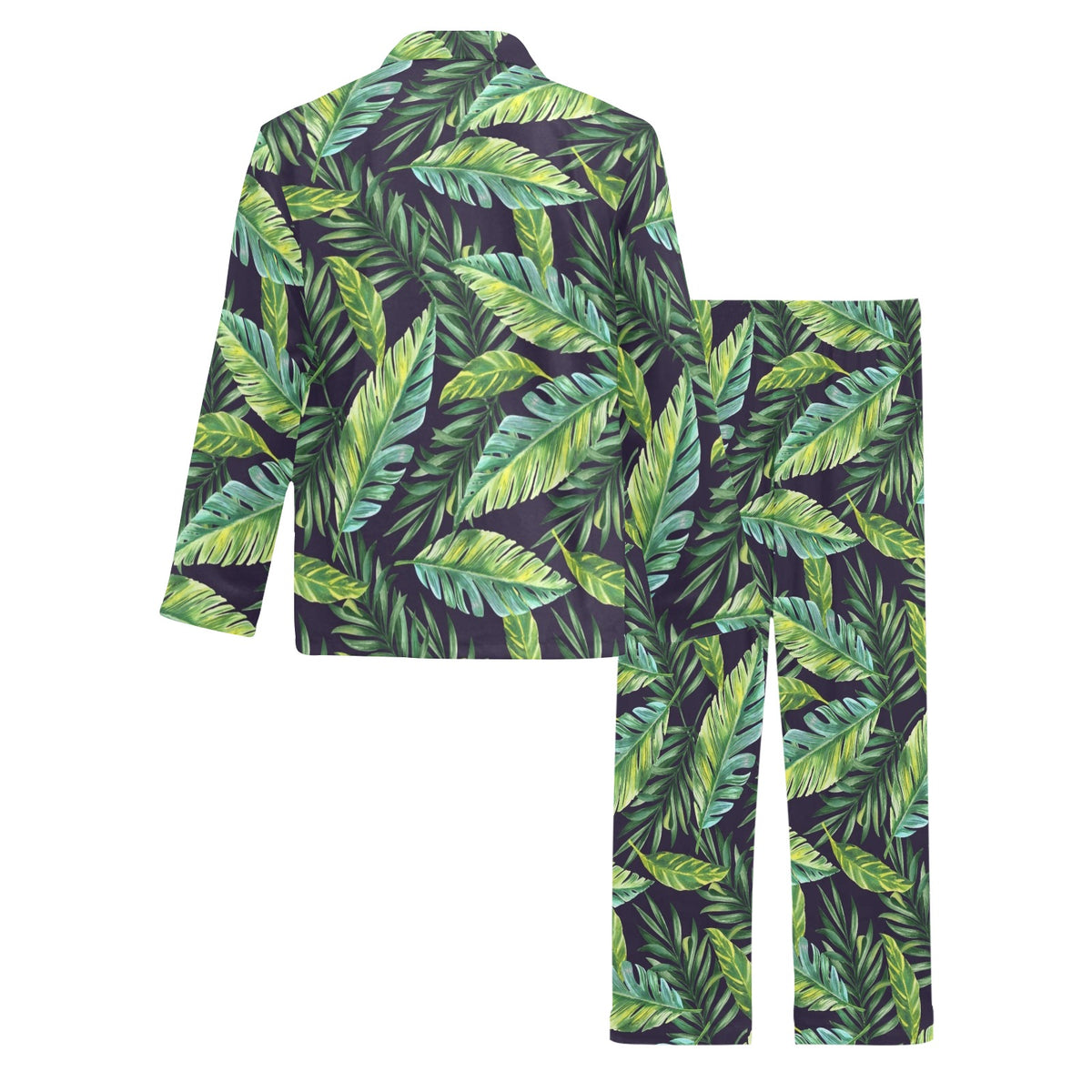 Tropical Flower Pattern Print Design TF06 Men's Long Sleeve Pajama Set