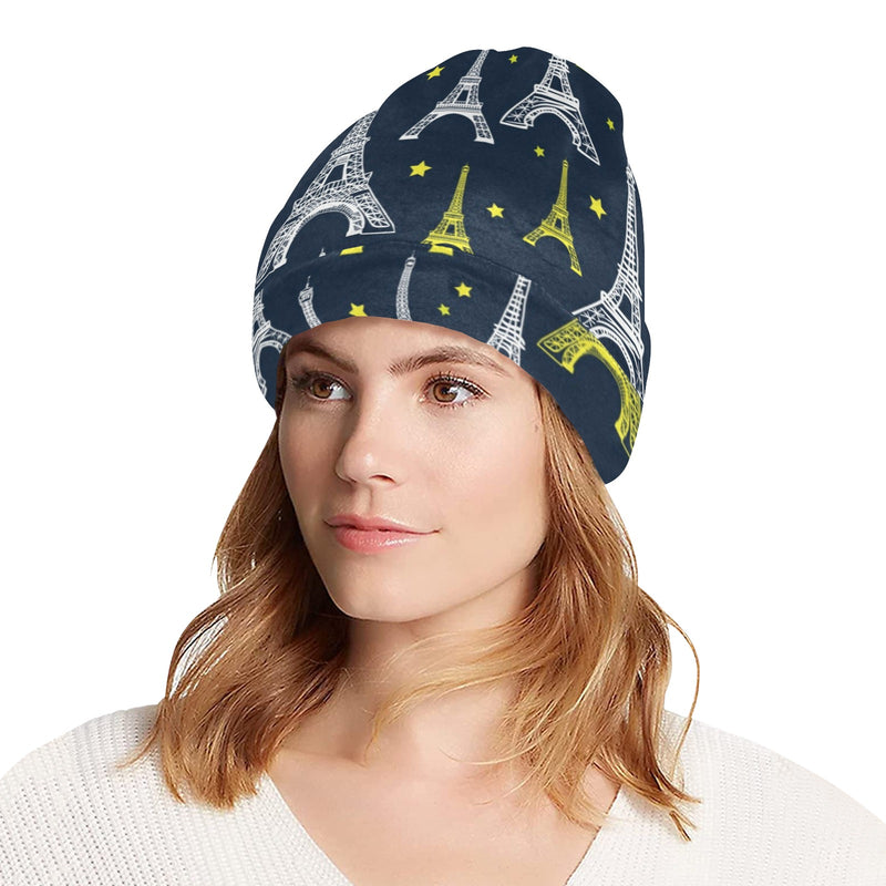 Eiffel Tower Star Print Unisex Beanie