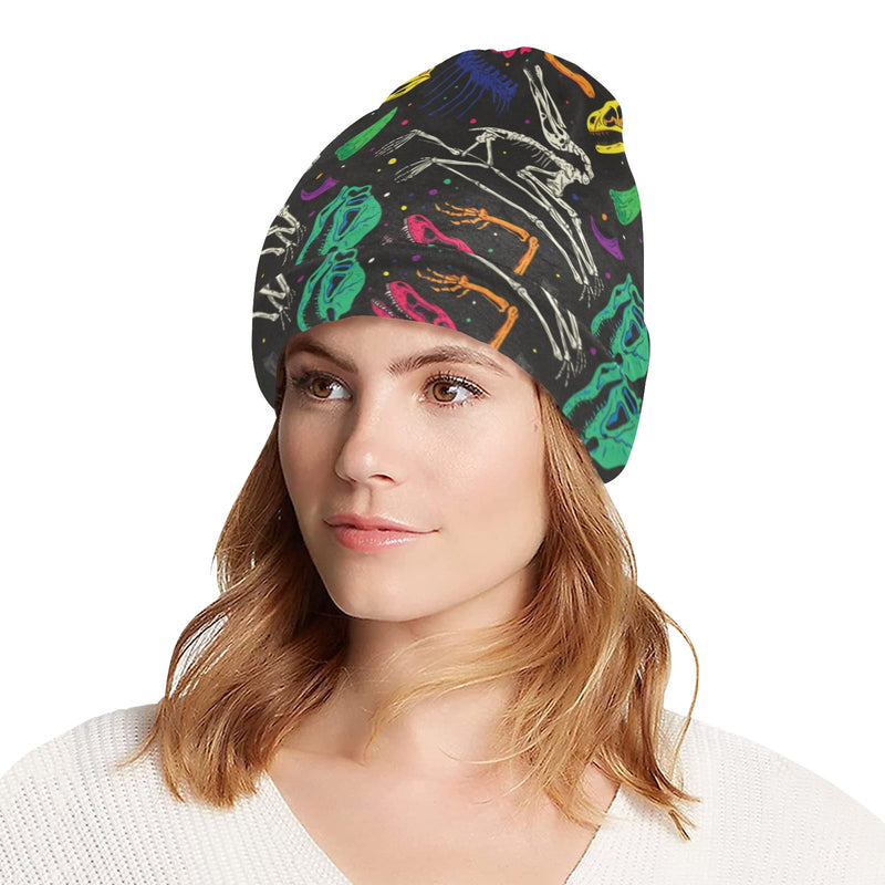 Dinosaur Skull Color Print Pattern Unisex Beanie