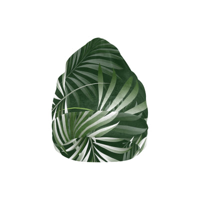 White Green Tropical Palm Leaves Unisex Beanie