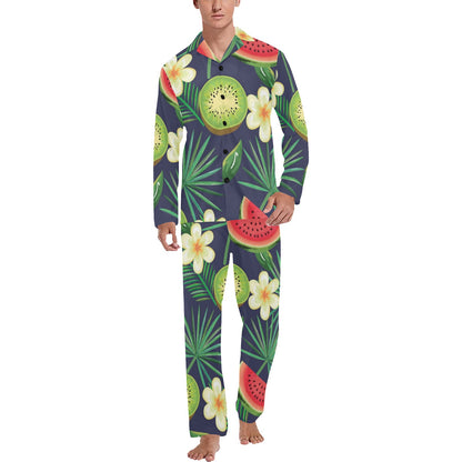 Tropical Fruits Pattern Print Design TF05 Men's Long Sleeve Pajama Set