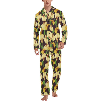 Lily Pattern Print Design LY013 Men's Long Sleeve Pajama Set