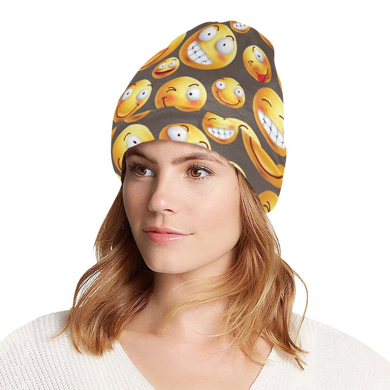 Smiley Face Emoji Print Design LKS303 Unisex Beanie