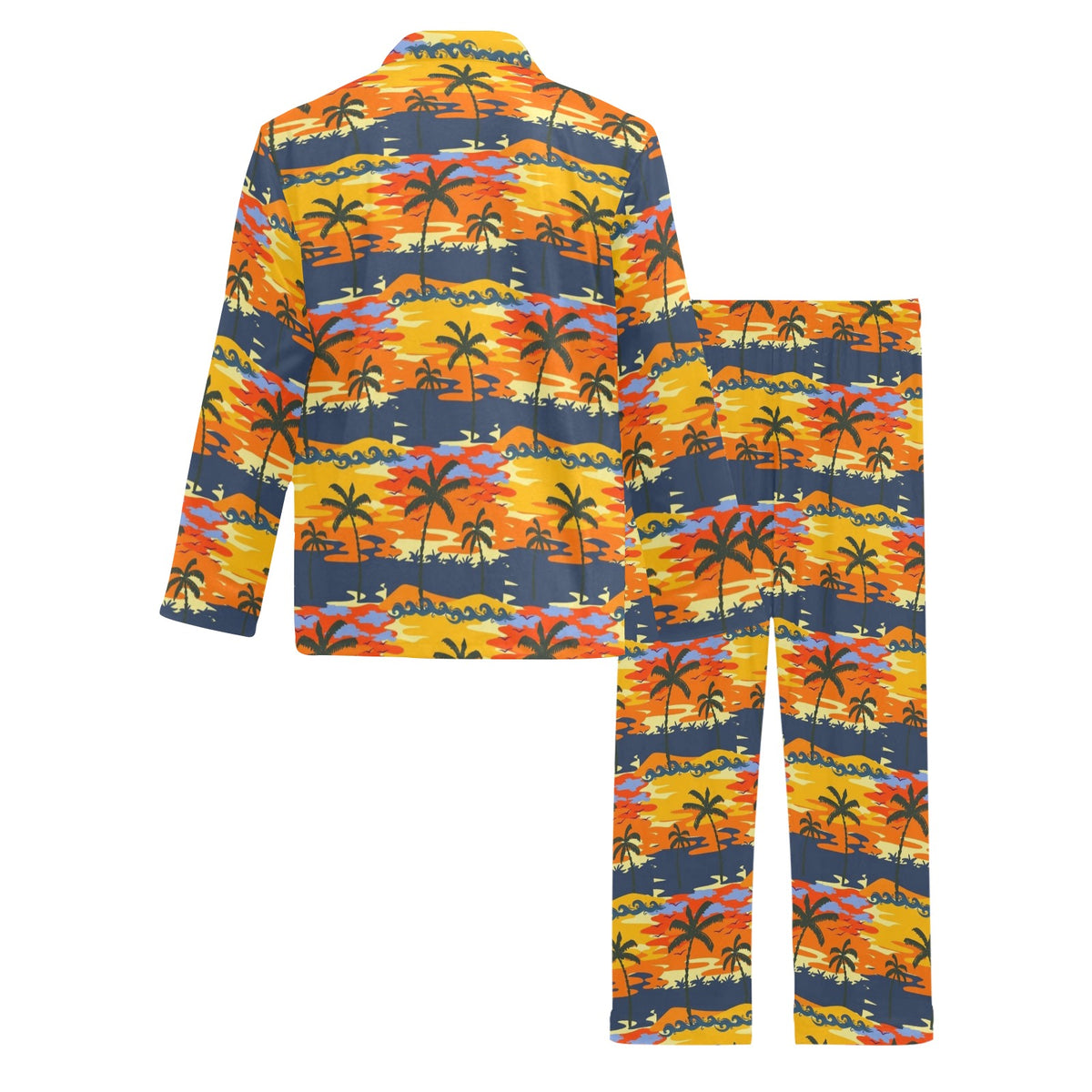 Palm Tree Pattern Print Design PT010 Men's Long Sleeve Pajama Set