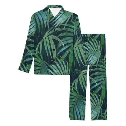 Tropical Flower Pattern Print Design TF011 Men's Long Sleeve Pajama Set