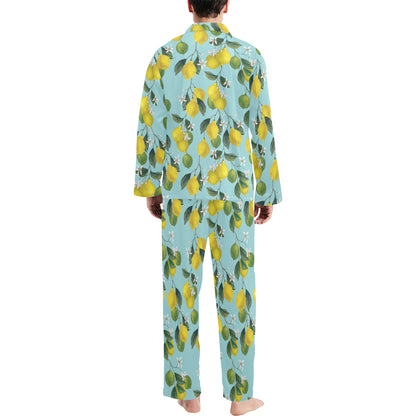 Lemon Pattern Print Design LM05 Men's Long Sleeve Pajama Set