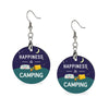 Happiness is Camping Wooden Earrings Pendant