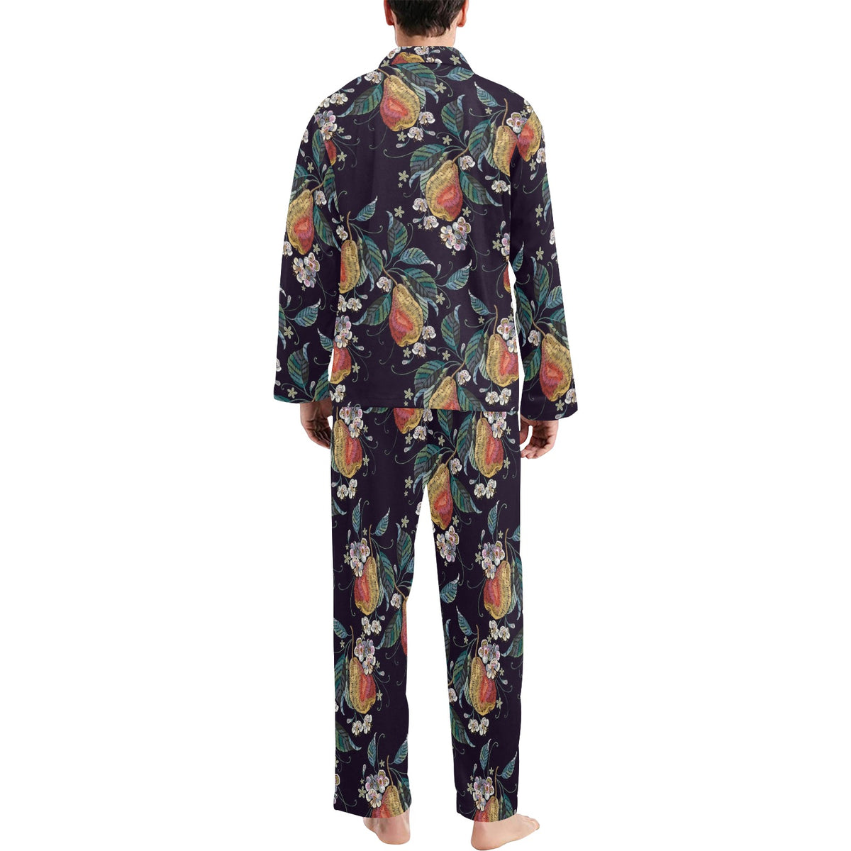 Pear Pattern Print Design PE02 Men's Long Sleeve Pajama Set