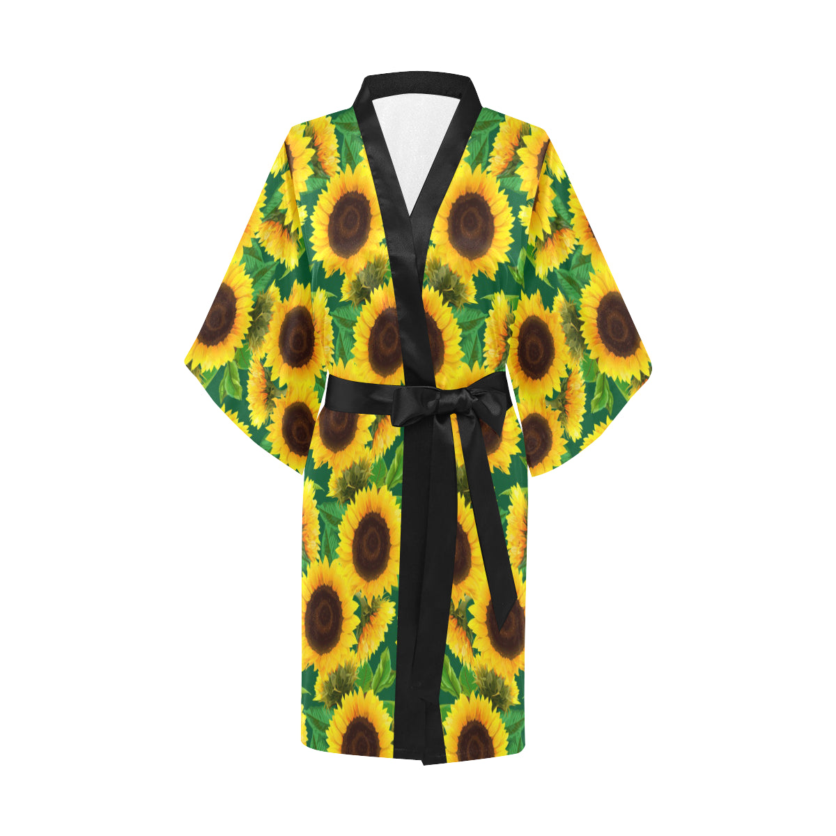 Sunflower Pattern Print Design SF02 Women's Short Kimono