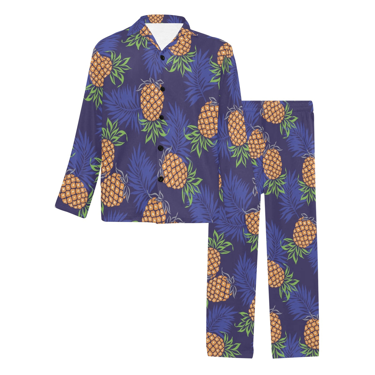 Pineapple Pattern Print Design PP02 Men's Long Sleeve Pajama Set
