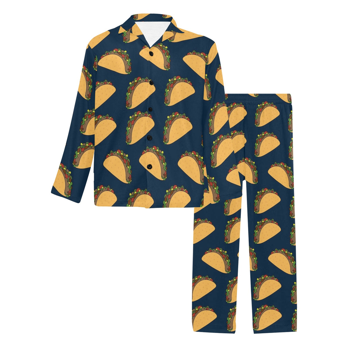Taco Pattern Print Design TC04 Men's Long Sleeve Pajama Set