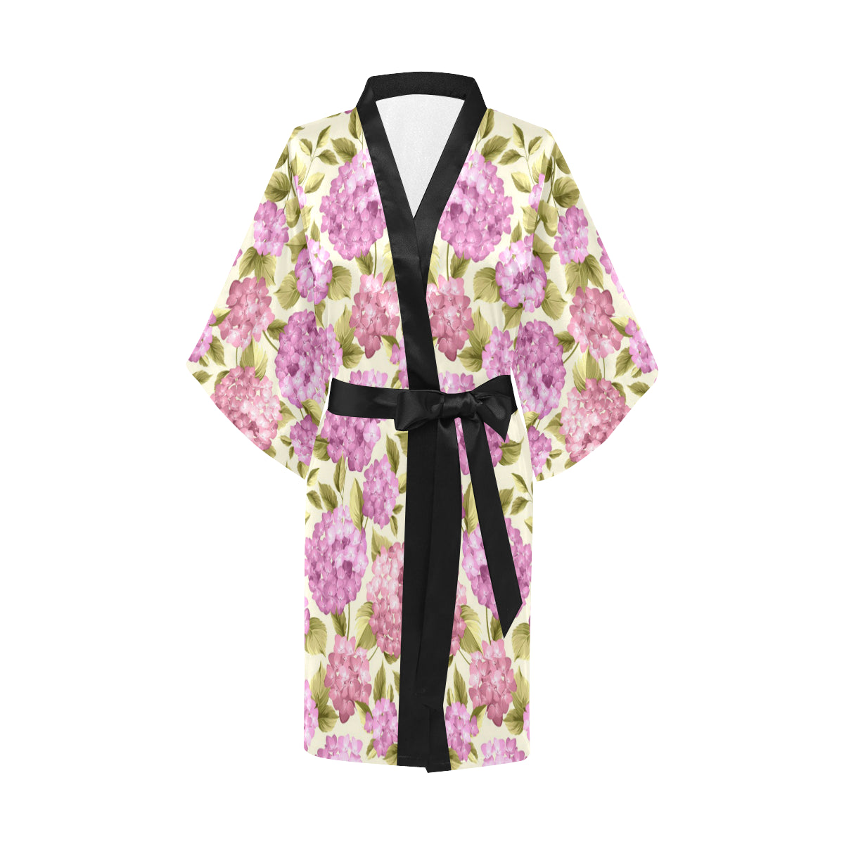 Hydrangea Pattern Print Design HD05 Women's Short Kimono