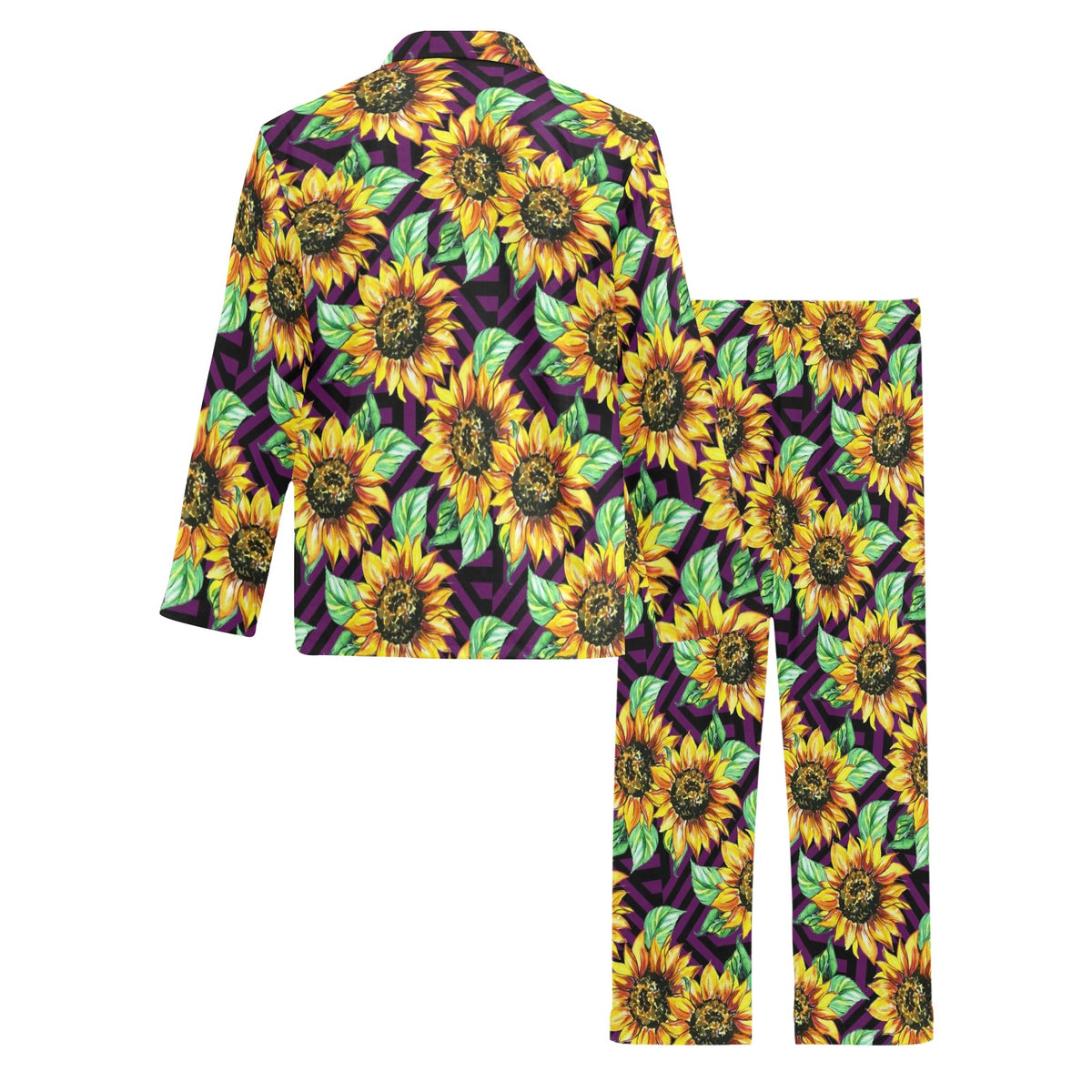 Sunflower Pattern Print Design SF012 Men's Long Sleeve Pajama Set