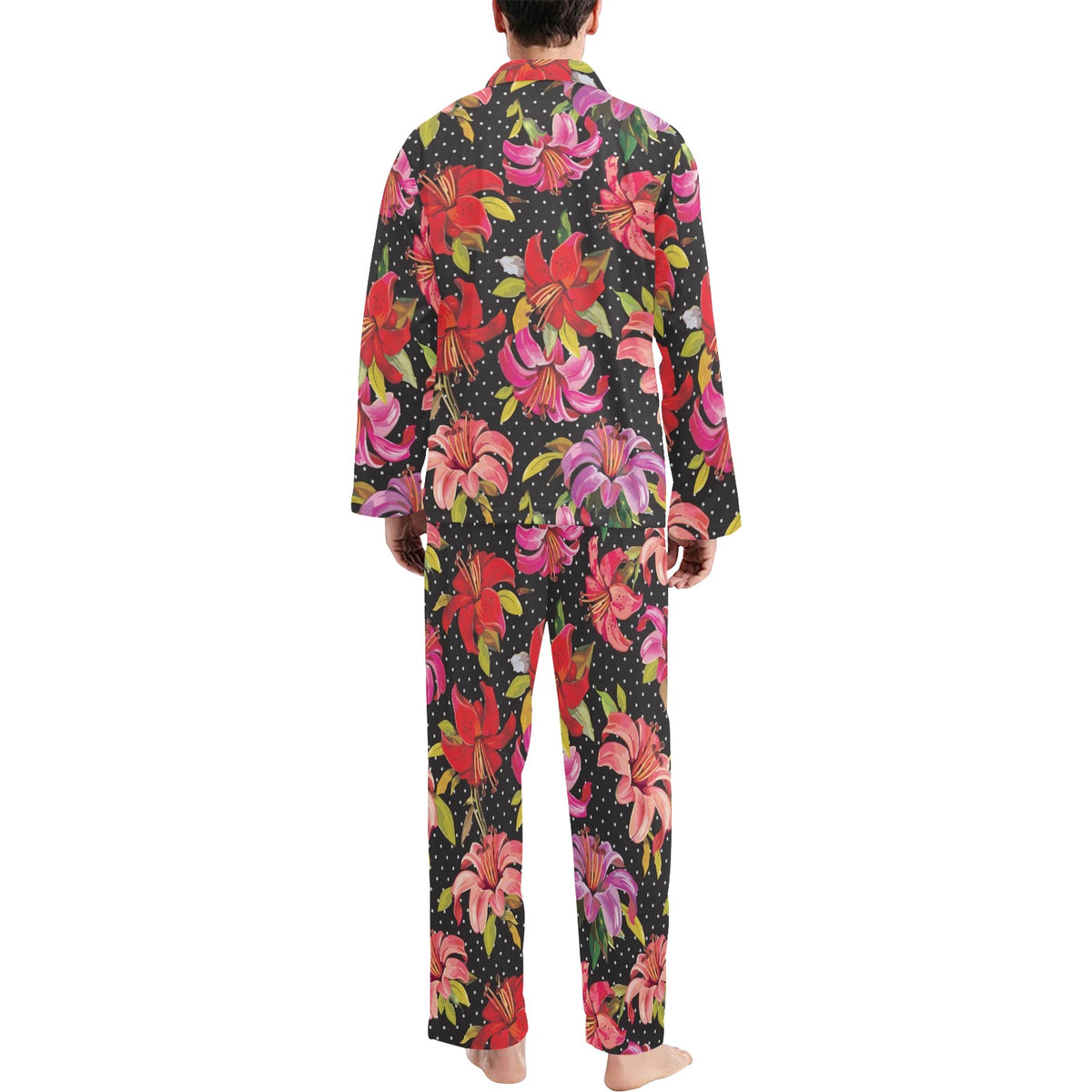 Lily Pattern Print Design LY012 Men's Long Sleeve Pajama Set